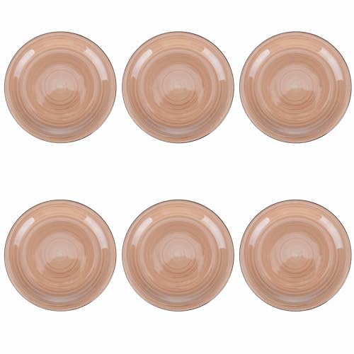 Set 6 piatti piani Ø 26,4 cm in gres dipinto a mano, terracotta, 4 Toni