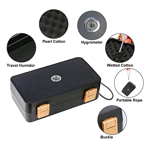 Travel Cigar Humidor Box, With Hygrometer, Humidifier, Cigar Cutter, Cigar Stand, Cigar Punch Cutter, 2 Layers Removable Trayer Holds Up To 10 Cigars #TOP3