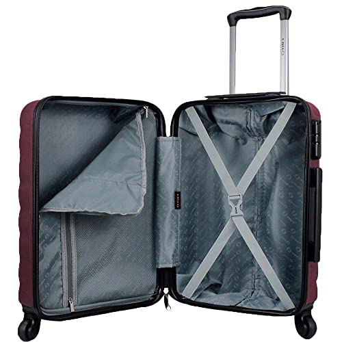 Mala de Bordo Pequena para Viagem em ABS Yins 21089 Cadeado Integrado Rodas Giro 360° Vinho