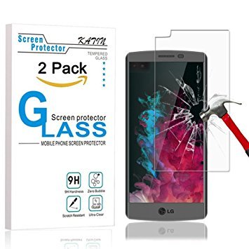 KATIN LG V10 Screen Protector - [2-Pack] LG V10 Tempered Glass 9H Hardness, Bubble free with Lifetime Replacement Warranty