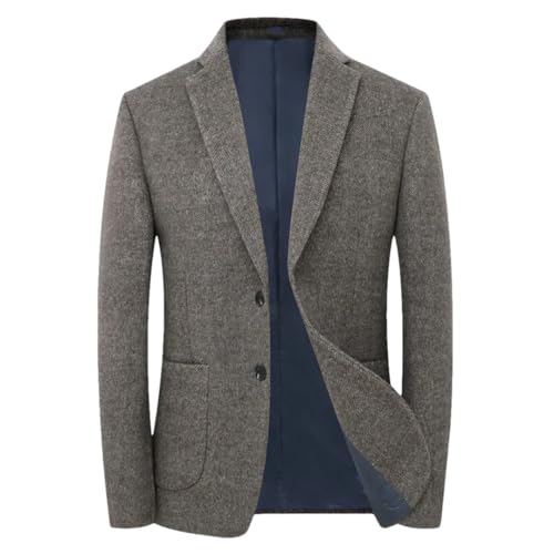 Men’S Cashmere Single Breasted Blazer Jacket with Regular Length Long Sleeve for Business Casual Wool Coat
