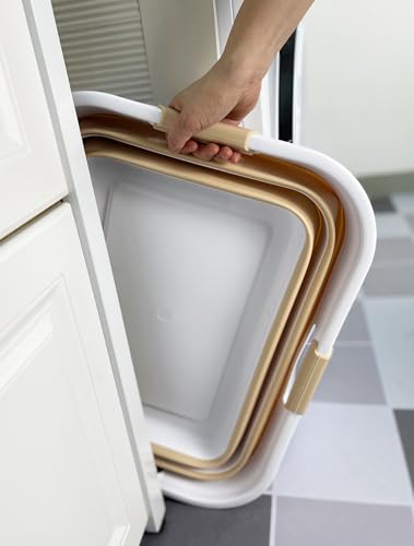 Image of SAMMART 42 (11 Gallons) Collapsible Plastic Laundry Basket, Foldable Pop Up Storage Container /Organizer, Space Saving Hamper, Portable Bin for Dorm Room Bathroom (2, White /Beige)
