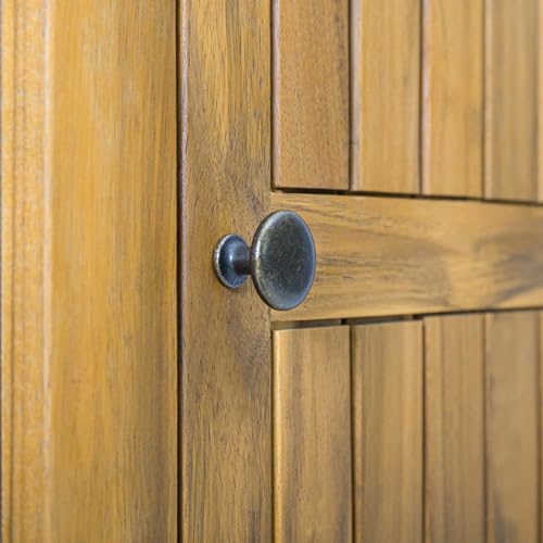 roomfitters Outdoor Acacia Wood Storage Cabinet, Durable and Spacious Organizer for Garden Tools or Pool Toys, Versatile Indoor and Outdoor Use, Easy Assembly and Maintenance, Natural Wood Tone