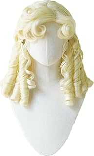 Vintage Lolita Costume Wig with Bangs Women Regency Spiral Curls Hair Lady Synthetic Heat Resistant Wig (Blonde)