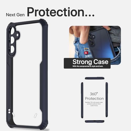 Image of Pikkme Back Cover | Crystal Clear Transparent Back | Ultra Hyrbid | Full Camera Protection | Raised Edge | Bumper Back Case for Samsung Galaxy M55 5G / M55s 5G / F55 5G (Blue)