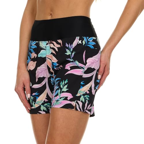 Image of Hurley 5 inch /7 inch High Waisted Swim Shorts Women, Board Shorts with Pockets & Inner Liner, Quick Dry Swim Trunk, UPF 50+