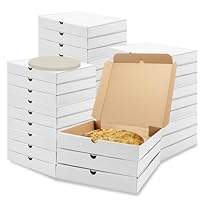Seuqhck Pizza-Boxen mit Papiereinsatz, 25,4 x 25,4 x 3,8 cm, weißer Karton, Mini-Pizza-Box, gewellt, zum Herausnehmen von Lebensmittelbehältern für Party, Kekse, Kuchen, Hochzeit, Restaurant, 40 Stück