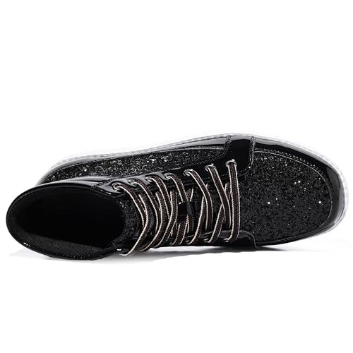 Trsorini Mens Glitter Sparkly Shoes Bling Sequin Lace Boots Fashion Sneakers High Top Casual Shiny Shoes2