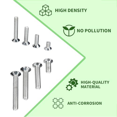 zrfgbxim 1080 Senkkopfschrauben Muttern Set,M3 M4 M5 M6 Schrauben Set,Flachkopfschrauben Innensechskant Schrauben und Muttern Set mit Unterlegscheiben, Maschinenschrauben Sortiment, Gewindeschrauben