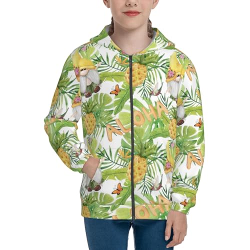 Gnome and Pineapple Kids Pullover Hoodies Boys Zip Up Sweatshirts Girls Athletic Clothes with Pocket3
