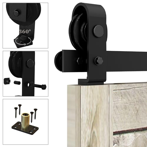 91CM/3FT Bifold Schiebetürbeschlag Schiebetürsystem Schiebetür Komplettset Schwarz für 2 Holztür 43cm Breit