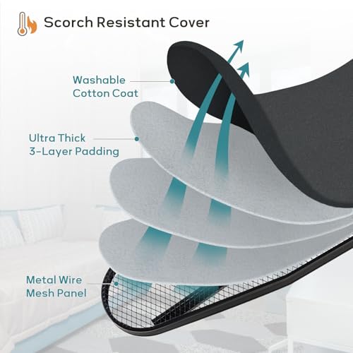 Ironing Board Full Size, RAINHOL 43"x13" Sturdy Iron Board with Iron Rest and Garment Rack, Height Adjustable Metal Construction with Ultra Thick Cover and Padding, Foldable and Heavy Duty by RAINHOL - Image 3