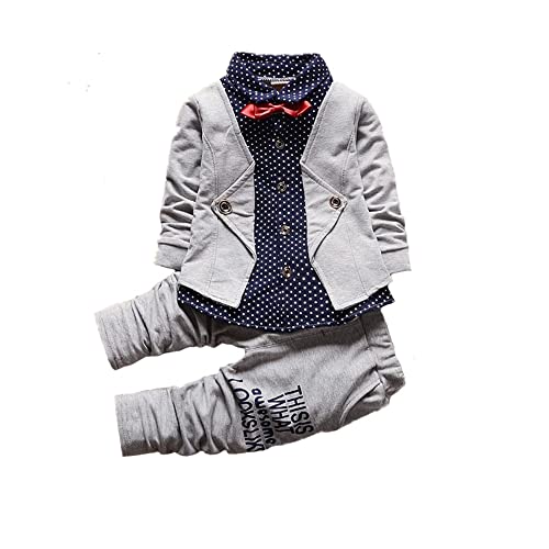 YIKIURL Baby Boy Clothes Toddler Casual Outfits for Children Two Piece Suit Long Sleeve Jacket+Sports Pants (Grey, 4T)