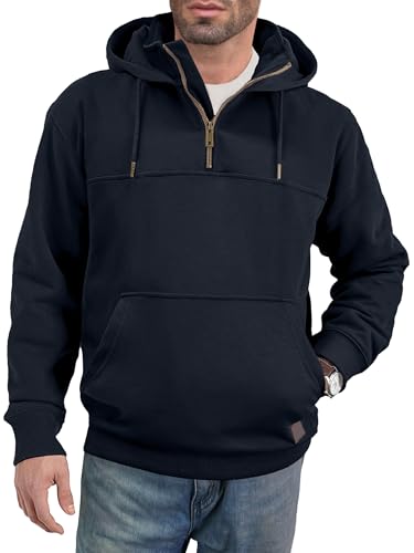 Men's Sweatshirts Cotton Pullover Hoodies Quarter-Zip Loose Fit Ultra Soft Hooded Sweatshirt With Kangaroo Pockets