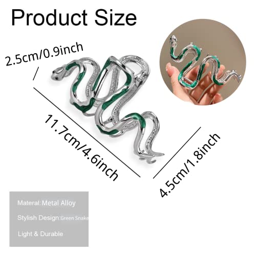 Snake Hair Clip Metal Hair Claw Clips For Thick Hair Large Snake Hair Accessories Goth Hair Clips Silver Green Claw Clip For Women Banana Clips Gothic Snake Hair Styling Accessories Hairpin 1Pcs #TOP1
