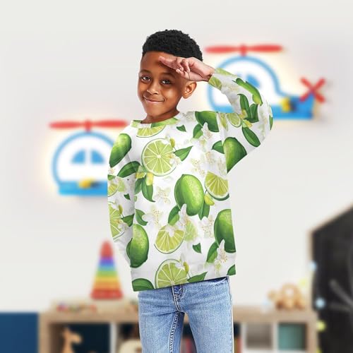 JUNZAN Fresh Lime Fruit White Big Girls Sweatshirt Hoodie Fleece Sweatshirt With Hoodie Athletic 4T4