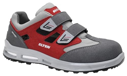 ELTEN Sicherheitsschuhe Travis XXT Grey-red Easy ESD S1, Damen und Herren, Textil, Kunststoffkappe (Leichter als Stahlkappe), leicht, sportlich 36, Grau-Rot