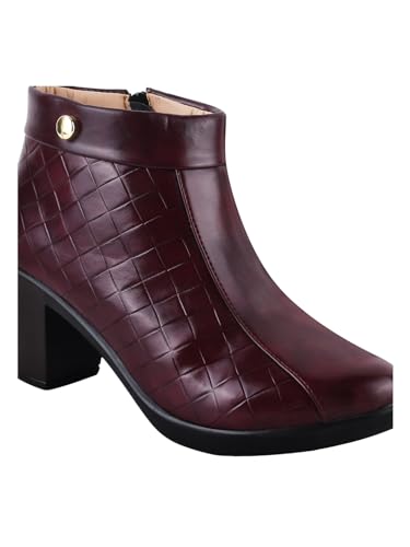Image of The White Pole and Stylish Block Heel Trendy Casual Boot High Ankle Heel Boots with Zip Look for Womens and Girls