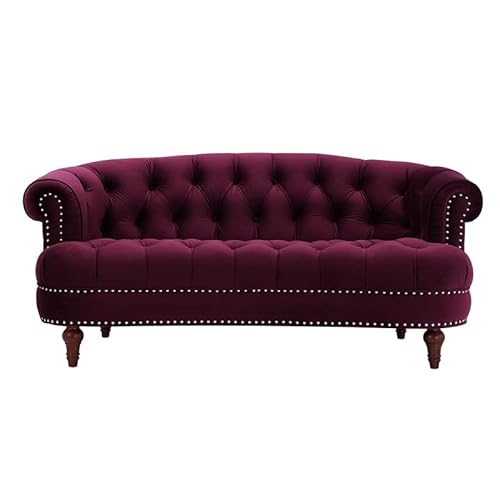 Jennifer Taylor Home La Rosa Victorian Chesterfield Loveseat, Burgundy Velvet #TOP7