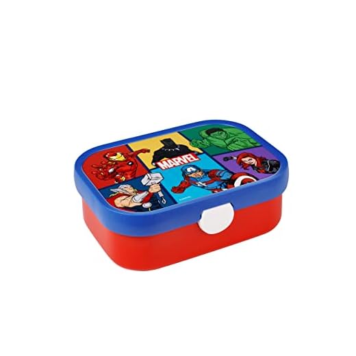 Mepal - Fiambrera Campus - Bento Box para Niños - Lonchera con Compartimento y Tenedor - Fiambrera con Cierre de Clip - Sin BPA y apta para Lavavajillas - 750 ml - Avengers