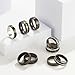 SOXEMAN 9 pieces/set of men's rings set (3 of which can be rotated to relieve anxiety and stress) cool and fashionable black atmospheric stainless steel rings, suitable for men, women and couples