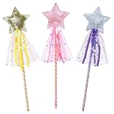 MbsaAO Fairy Wand - 3Pcs Princess Wand Costume Role for Little Girls Kids - Magic Star Wands for Halloween Birthday Halloween Christmas Party