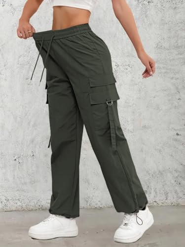 Image of Leriya Fashion Cargo Pants For Woman | Trousers For Womans |High Waist PolyCotton Trouser for Women - Flared Parachute Pants with Side Pockets |Womens Cargo Pant | Track Pant For Womans |Elegant for College & Events (Available in Plus Size)