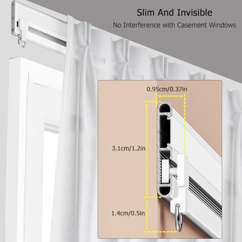 Ultra-Thin Aluminum Room Divider Track Rail - Smooth Sliding Drapery Rod for Living Room, Balcony, Bay Window - Easy Install, 260cm/8.5ft (Champagne)