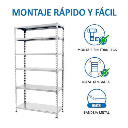 Simon Rack Simonclick Metallregale, 2500 x 1000 x 400 mm, 6 Metallböden, 180 kg Biegepunkt, Lagerregale, verzinkt