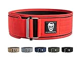 Gymreapers Quick Locking Weightlifting Belt for Bodybuilding, Powerlifting, Cross Training - 4 Inch Neoprene with Metal Buckle - Adjustable Olympic Lifting Back Support (Red, X-Large)