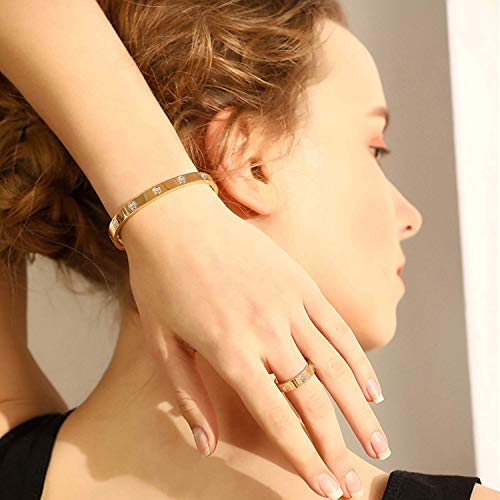 Aojun Fashion Classic 18K Gold Plated Titanium Steel Women Stacking Ring Best Gifts Couples Valentine'S Day thumb #4