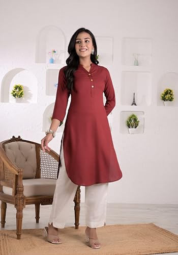Image of Armiya Rayon Solid Straight Kurta /Kurti for Women & Girls