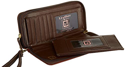Stone Mountain Cornwall Large Double Zip Wallet One Size Brown/cognac brown3