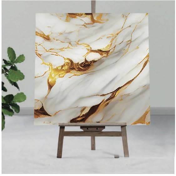 Image of INFINITY DECOR Dark Golden with Cream Abstract Design Marble UV Panels Marble UV Sheets, self Adhesive Wall Tile (60 cm * 60 cm),Marble Look Wall Panels for Homes Wallpaper(Pack of 5)