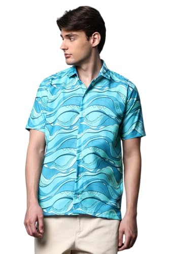 Image of Half Sleeve Relaxed Fit Men's Casual Shirt | Cotton Blend Oversized Shirts for Men Loose fit | Oversized Printed Shirts for Men | Men's Half Sleeve Relaxed Fit Shirt Fashion