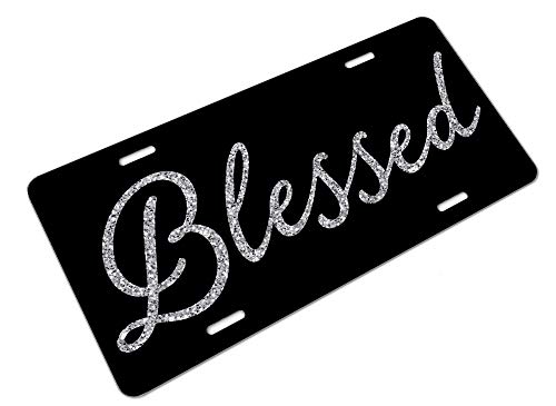 image for Amcove Blessed Car Tag Glitter Like - Front License Plate Vanity Tag, 