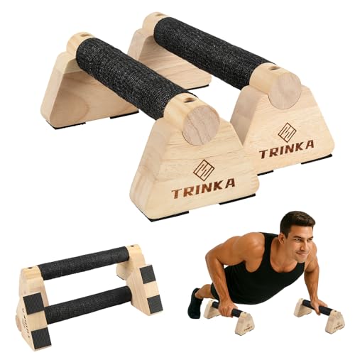 Wooden Parallettes Push up Bars, 2 PCS 25cm Wood Pushup Bars Non-slip Base