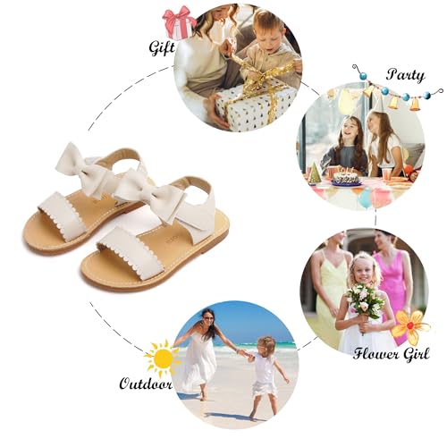 Image of Felix & Flora Toddler Girl Sandals - Little Girl Easter Dress Shoes Lightweight Open Toe Beach Holiday Flats