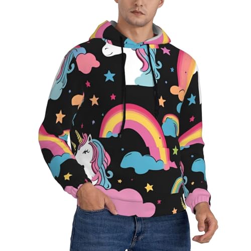 Pull à capuche imprimé licorne homme sweat casual pour superposition polyvalente