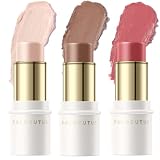 FALOCUTUS 3 Pcs LIGHT-MEDIUM Contour Stick Set,Cream Blush & Highlighter Bronzer Pen,Long Lasting &