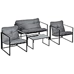 Outsunny Gartenmöbel-Set Stahl für 4 Personen Grau