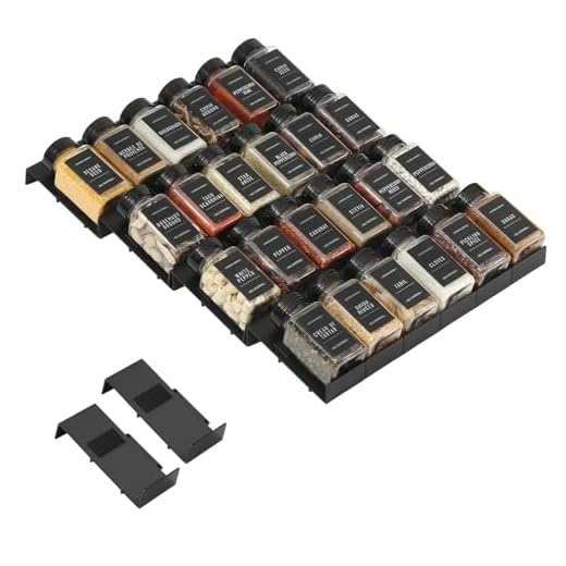 Famhap Kruidenorganizer, lade, 24 stuks, patchworkable, kruidenrek, lade, keukenorganizer, lade voor kruidenpotjes, kruidenrek, lade voor het opbergen van specerijen