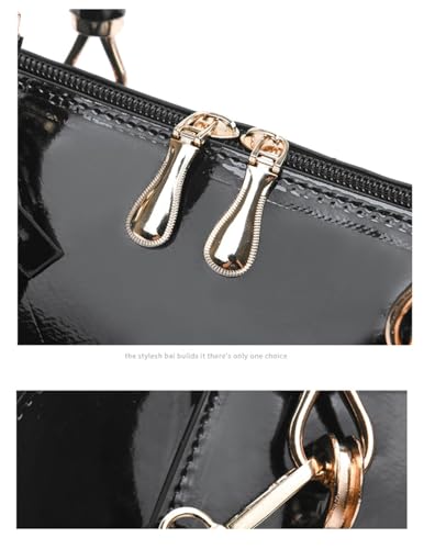 Patent Vegan Leather Top-handle Purse Shiny Handbags Crossbody Satchel Purse Elegant Shoulder Bag3