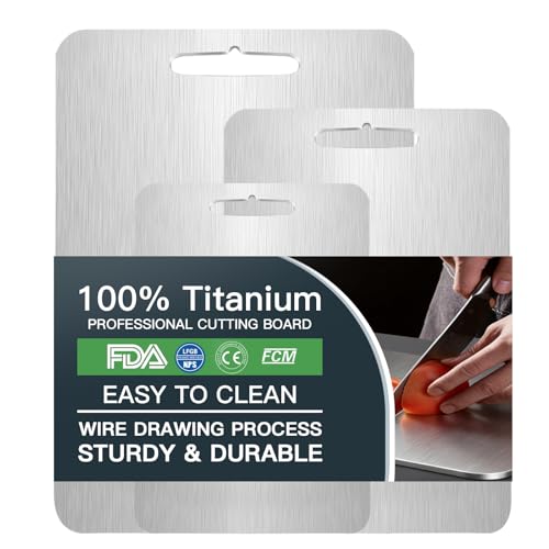 Opiniones y reviews de Tabla para picar los 10 mejores. 42 GNEL 3pzs Tablas de Cortar de Titanio para Cocina, Titanium Cutting Board, Tabla Para Cortar Con 3 Tallas, Resistente Duradero cara de titanio de grado hub