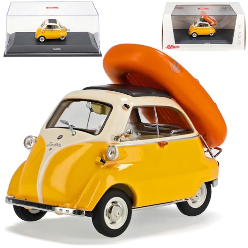 B*M*W Isetta mit Schlauchboot Gelb mit Beige 1955-1962 1/43 Schuco Modell Auto Modell Auto