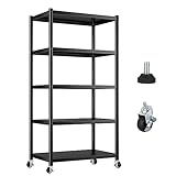 5 Tier Lightweight Storage Metal Shelves, Kitchen Storage Shelves Garage Shelving Unit, Large Capacity Commercial Storage Rack, Utility Shelf for Pantry Closet Office Laundry (32" Lx16“ Wx63” H)