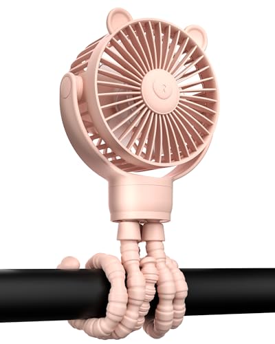 Image of GOTOTO Baby Stroller Fan, Rechargeable Portable Fan with 2000 mAh Battery Operated,3 Wind Speed,360-Degree Rotation,Ultra-Low Noise Level,Safe mini fan for your baby