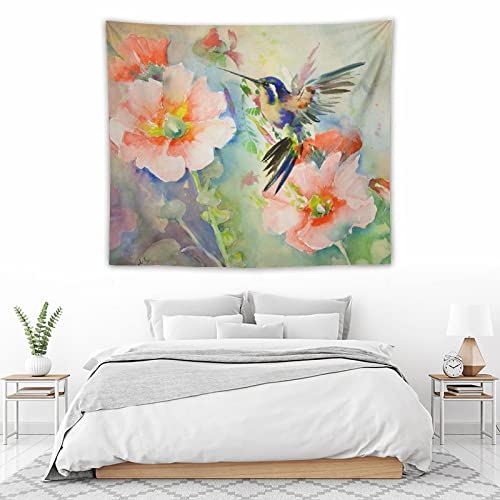 Rimego Hummingbird And Flowers Tapestry Uv Reactive Tapestries Colorful Petal Wall Hanging Aesthetic Tapestry For Dorm Bedroom Living Room, Easy To Hang (50"X60") #TOP4