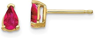 Brincos de ouro amarelo 14 k rubi vermelho pedra do mês de julho joias finas para mulheres presentes para ela, Cristal Pedra preciosa Ouro amarelo Pedra, Rubi