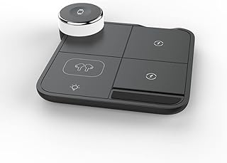 Carregador sem fio dobrável 4 em 1, telefone celular carregador sem fio universal, carregamento rápido de 15W, luz ambiente de 7 cores, carregador sem fio multicolorido